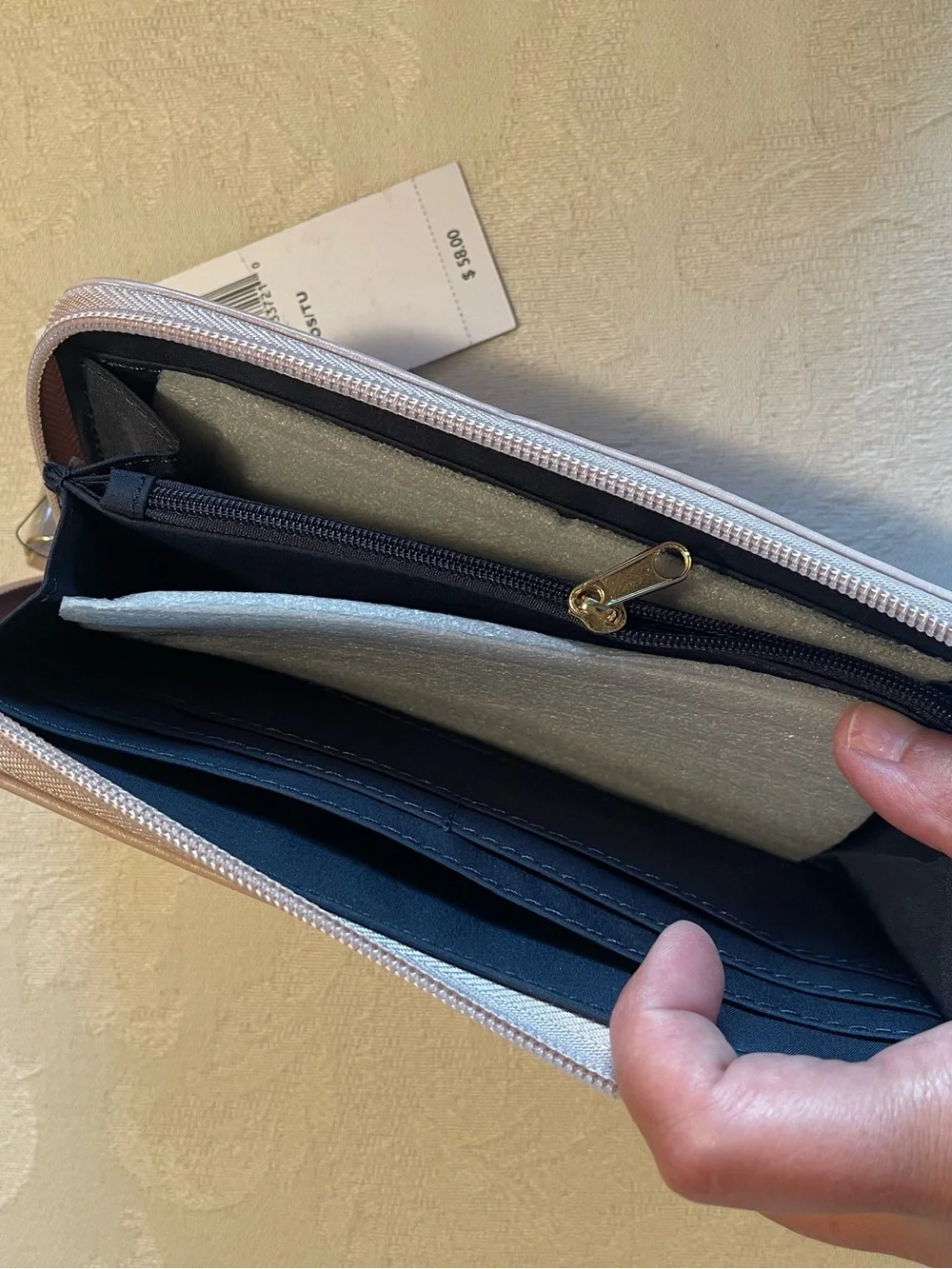 Tommy Hilfiger Blush Pink Logo-Embossed Zip Wallet